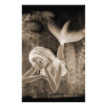 Fractal Background 3D Mermaid Brown Negative Stationery Design