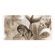 Fractal Background 3D Mermaid Brown photo cards