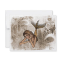 Fractal Background 3D Mermaid invitations