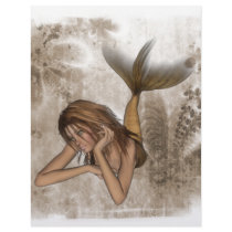 Fractal Background 3D Mermaid Customized Letterhead