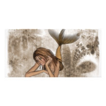Fractal Background 3D Mermaid Picture Card
