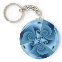 Fractal Blue Accordion Key Chains
