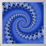 Fractal Blue Double Spiral Poster