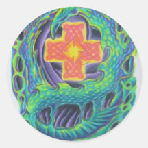 Fractal Celtic Cross Sticker
