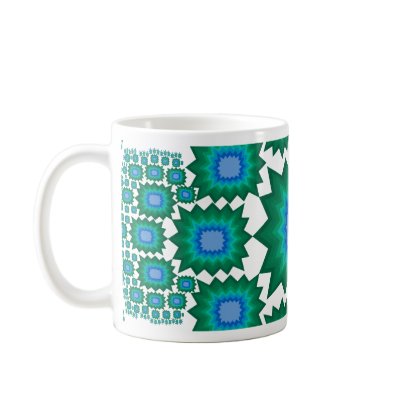 Fractal Design #1 Coffee Mug: Green & Blue by spiritswitchboard