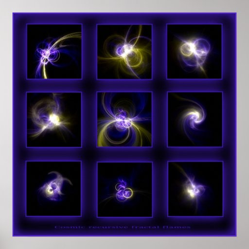 Fractal Flames Comp. - blue Posters