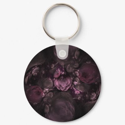 Fractal Floral Arrangement Reds Pinks Keychain by KittyAnnStudio