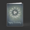 Fractal Flower Blue- Happy Birthday Card