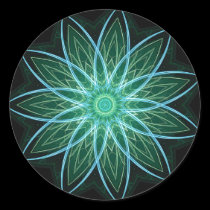Fractal Flower - Green Sticker stickers