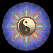 Fractal Geometric Star Gold Yin Yang Sticker
