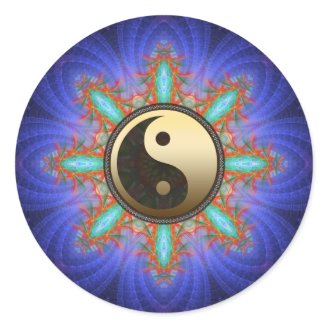  Yin Yang Stickers : Aqua Green Fractal Art
