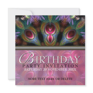 Fractal Goddess Beauty Birthday Party Invitations