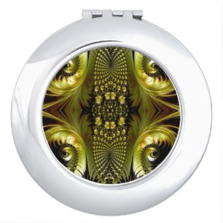 Fractal Golden Black Abstract Travel Mirrors