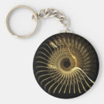 Fractal Golden Phoenix Keychain