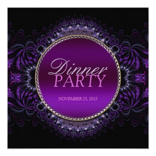 Fractal Goth Tapestry Dinner Party Invitation
