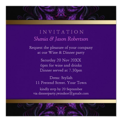 Fractal Goth Tapestry Dinner Party Invitation