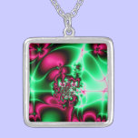 Fractal: Green and Fuchsia Design necklaces