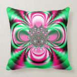 Fractal: Green and Pink Flower Pillow pillows