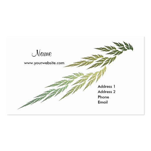 Fractal Green Leaves Business Card Template (front side)
