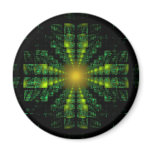 Fractal Green Square Cross Magnet