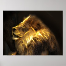 Fractal lion posters