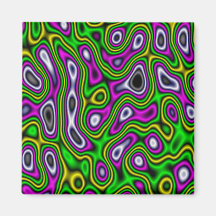 Fractal Maze Yellow Green Magenta Refrigerator Magnets
