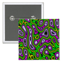 Fractal Maze Yellow Green Magenta Pinback Buttons