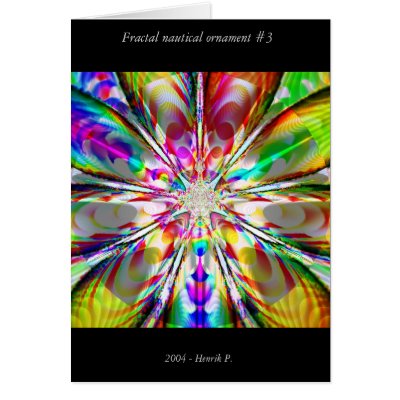 Fractal nautical ornament #3 greeting cards by hen2busi