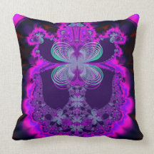 Fractal: Neon Butterflies Pillow