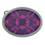 Fractal Pattern in Purple Oval Belt Buckles