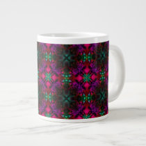 Fractal Pattern pink green purple red Extra Large Mug