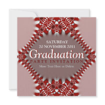 Fractal Pink Red Curtain Graduation Invitation