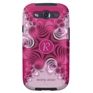 Fractal Pink Swirls Monogram Samsung S3 Galaxy S3 Case
