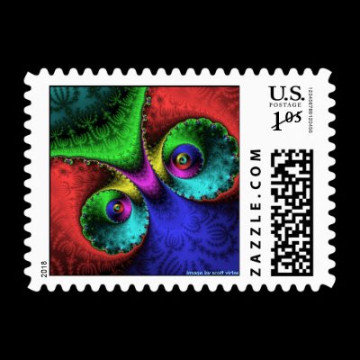Fractal Postage - Peacock Eyes by scottzazz