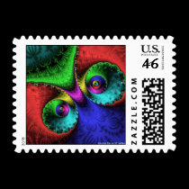 Fractal Postage - Peacock Eyes stamps