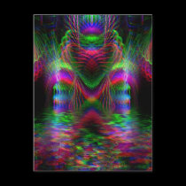 Fractal Rainbow Hearts Postcard postcards