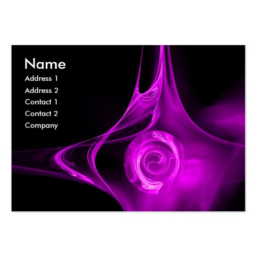 FRACTAL ROSE 1 bright light purple black Business Card Template (front side)