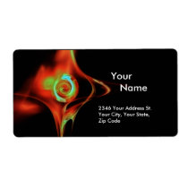 FRACTAL ROSE 1 Red Green Blue Turquase Black Shipping Label