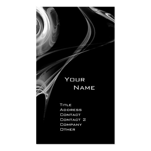 FRACTAL ROSE 3 bright light black and white grey Business Card Template (front side)