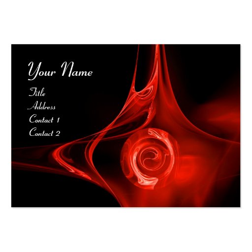 FRACTAL ROSE , ABSTRACT SWIRLS red black Business Card Template