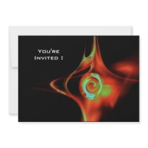 FRACTAL ROSE bright blue red green black invitations by bulgan_lumini FRACTAL ROSE bright blue red green black invitations