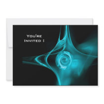 FRACTAL ROSE bright light blue black invitations by bulgan_lumini FRACTAL ROSE bright light blue black invitations