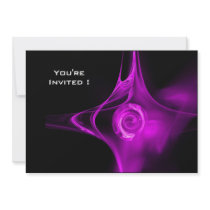 FRACTAL ROSE bright light purple black invitations by bulgan_lumini FRACTAL ROSE bright light purple black invitations