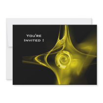 FRACTAL ROSE bright light yellow black invitations by bulgan_lumini FRACTAL ROSE bright light yellow black invitations
