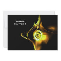 FRACTAL ROSE bright yellow brown black invitations by bulgan_lumini FRACTAL ROSE bright yellow brown black invitations