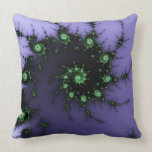 Fractal Snail - green and purple fractal design Pillows