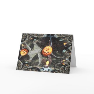 Fractal Traced Halloween Pumpkin card