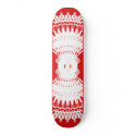 Fractal Tribal Fusion: Red & White: Skateboard