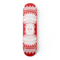 Fractal Tribal Fusion: Red & White: Skateboard