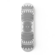 Fractal Tribal Fusion: White & Gray: Skateboard
